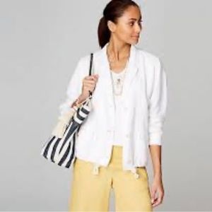 J.JILL LINEN BLEND JACKET DRAWSTRING WHITE SIZE M